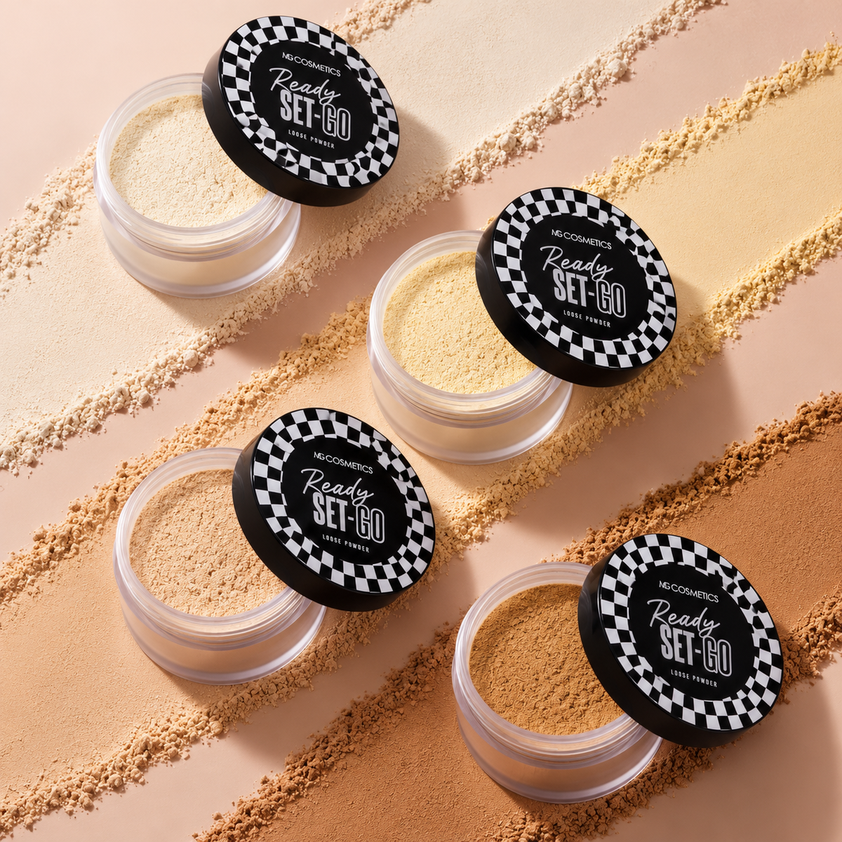 POLVOS READY, SET, GO! — Colección de 4 Tonos
